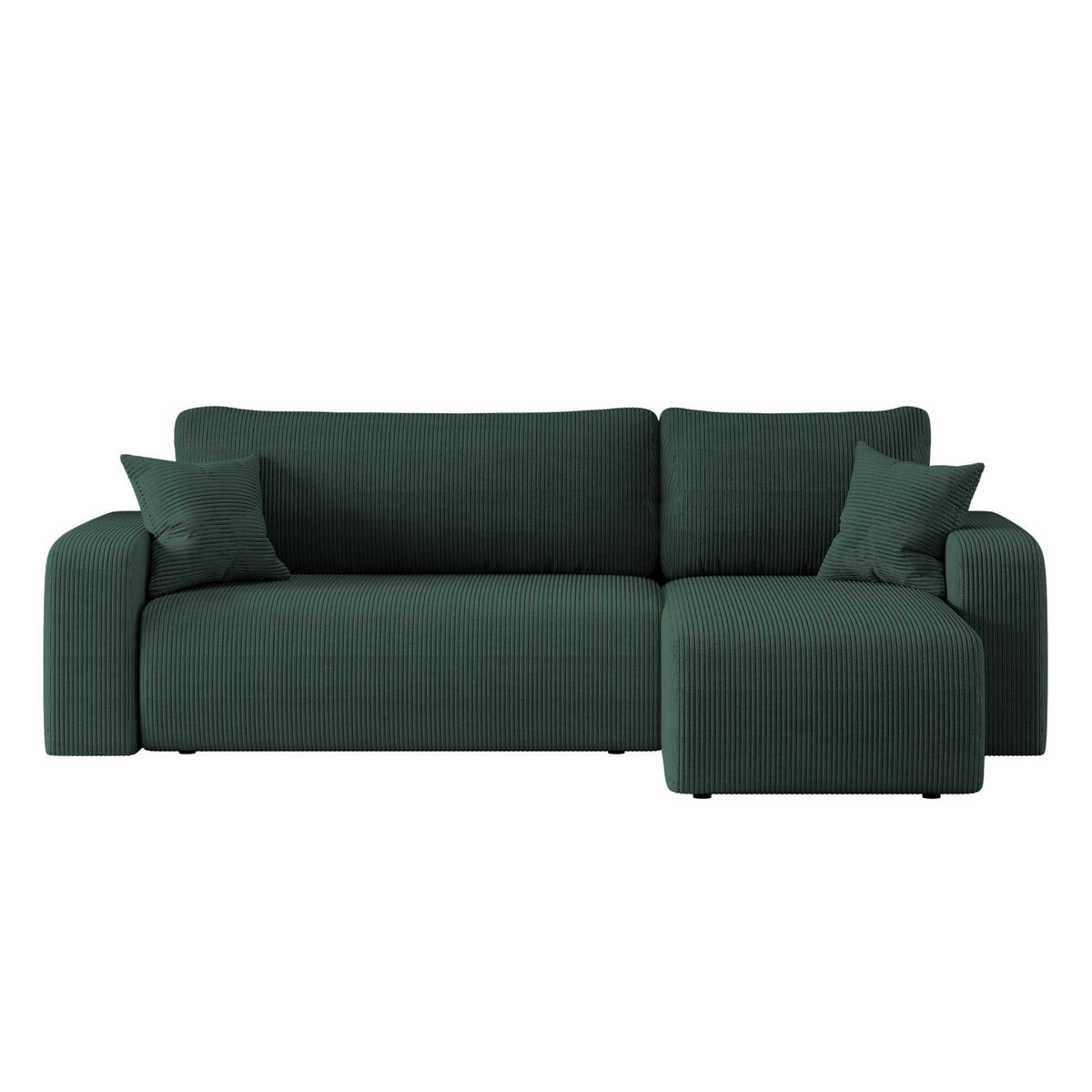 ECKSOFA L-FORM Schlaffunktion Und Bettkasten Eckcouch MILANO L Stoff Dicker Cord Grün Rechts - Grün, Holz/Textil (244/142cm) - Kaiser Möbel