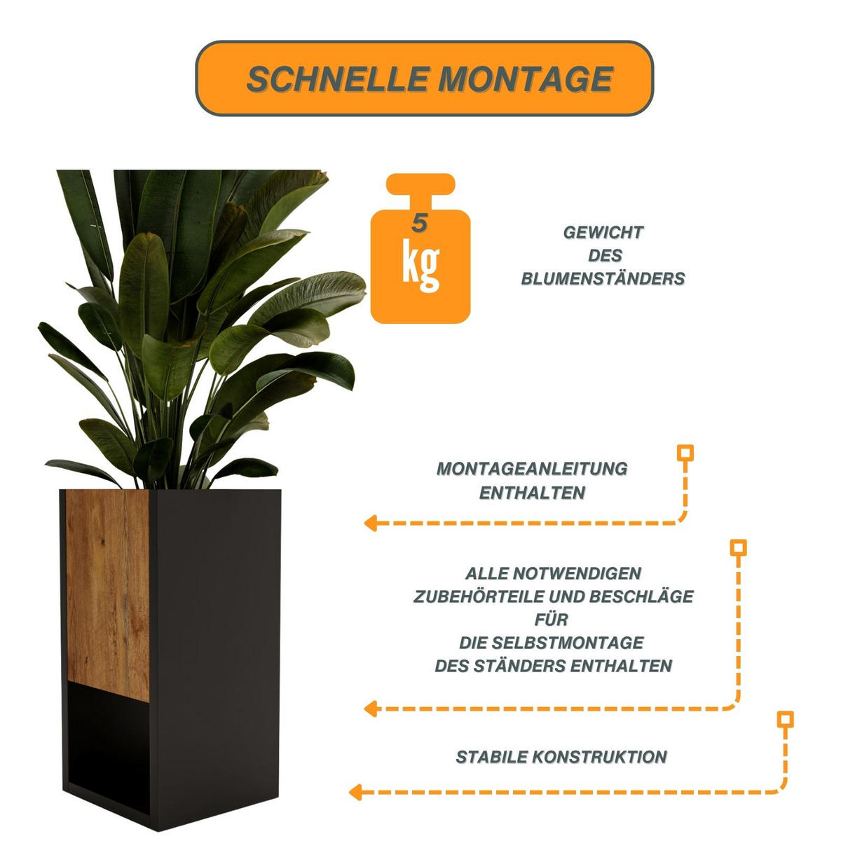 BLUMENKASTEN - Nussbaumfarben, Holzwerkstoff (23/45/23cm) - RAUMHIRSCH FURNITURE