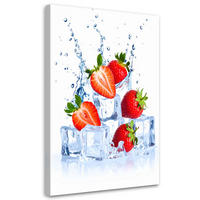 LEINWANDBILD Erdbeeren Eis Obst Natur 80x120cm - Rot, Textil (80/120cm) - Feeby