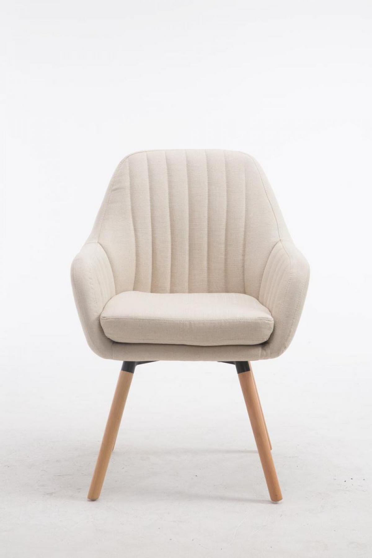 ARMLEHNENSTUHL Stoff creme - Eukalyptusholzfarben/Creme, Holz/Textil (67/93/58cm) - CLP
