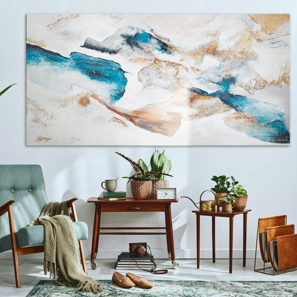 GEMÄLDE Smaragd auf Keilrahmen 140x70 cm - Multicolor, Holz (140/70cm) - YS-art gallery