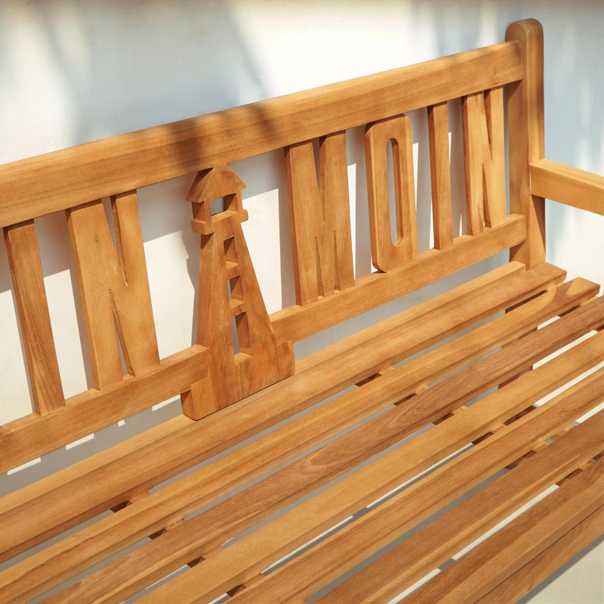 GARTENBANK Orjan 3-Sitzer mit Leuchtturm Terrassenbank - Braun, Holz (63/89/150cm) - DELUKE