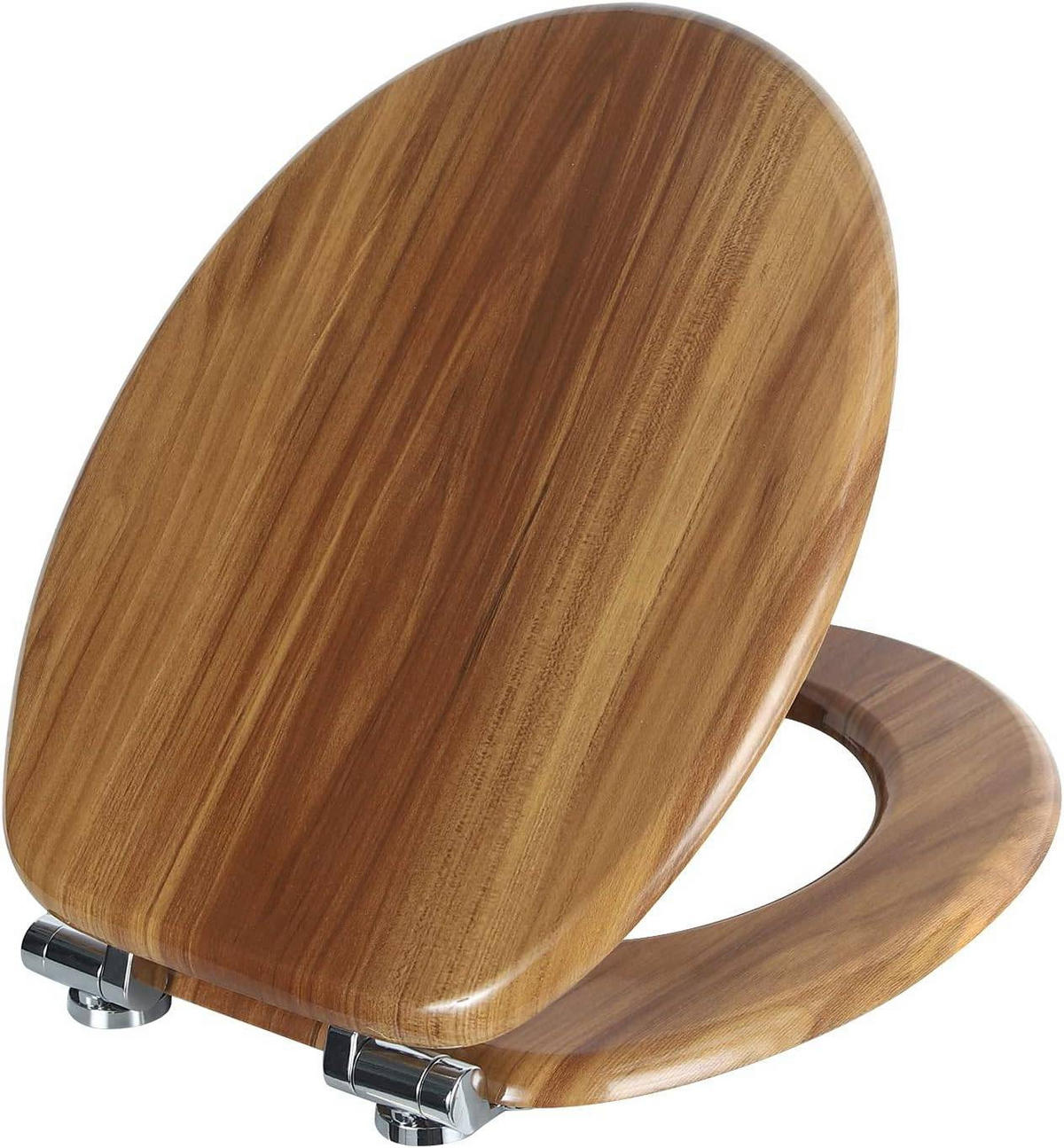 WC SITZ mit Absenkautomatik, MDF Holzkern, Antibakteriell - Braun, Holzwerkstoff (37/2.51/43cm) - Woltu