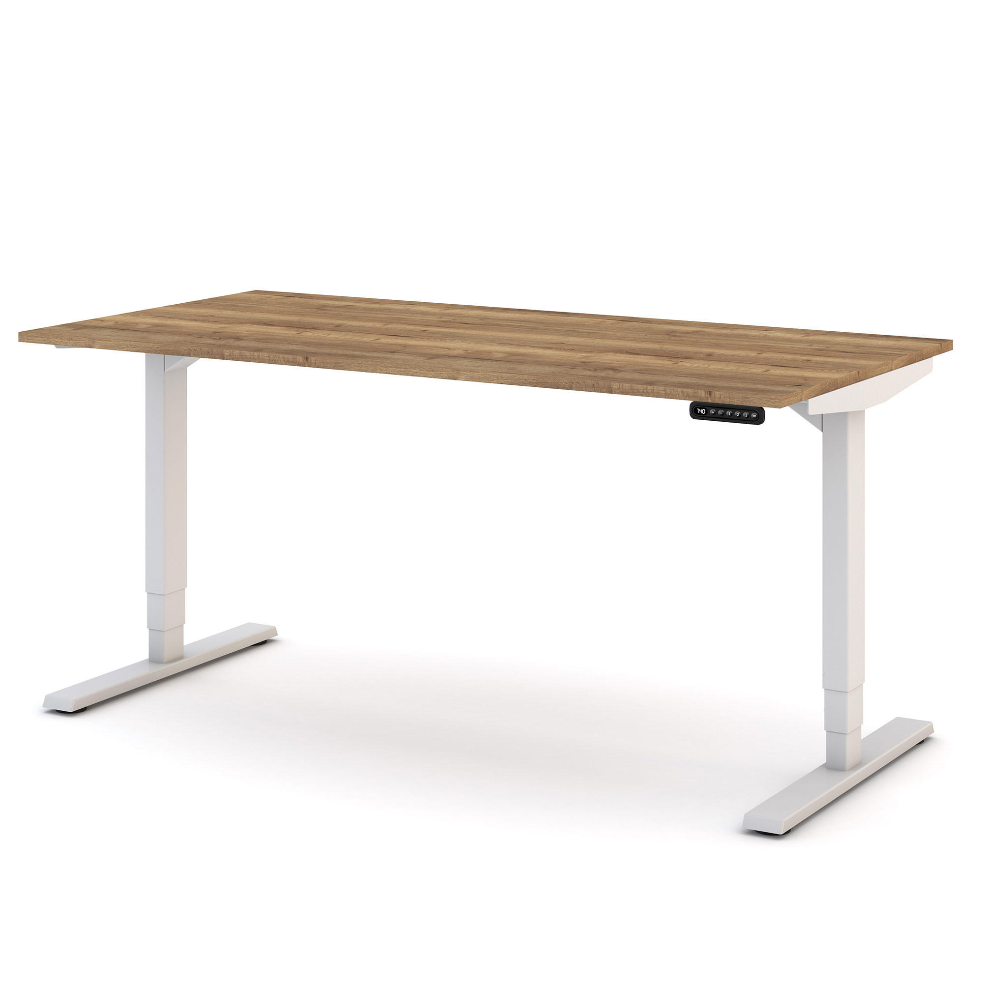 SCHREIBTISCH Elektrisch höhenverstellbarer Schreibtisch Y-Line Eiche Tabak Signalweiß 160/80/62-127cm - Eiche Wotan/Weiß, Holzwerkstoff/Metall (80/160/127cm) - ASSMANN