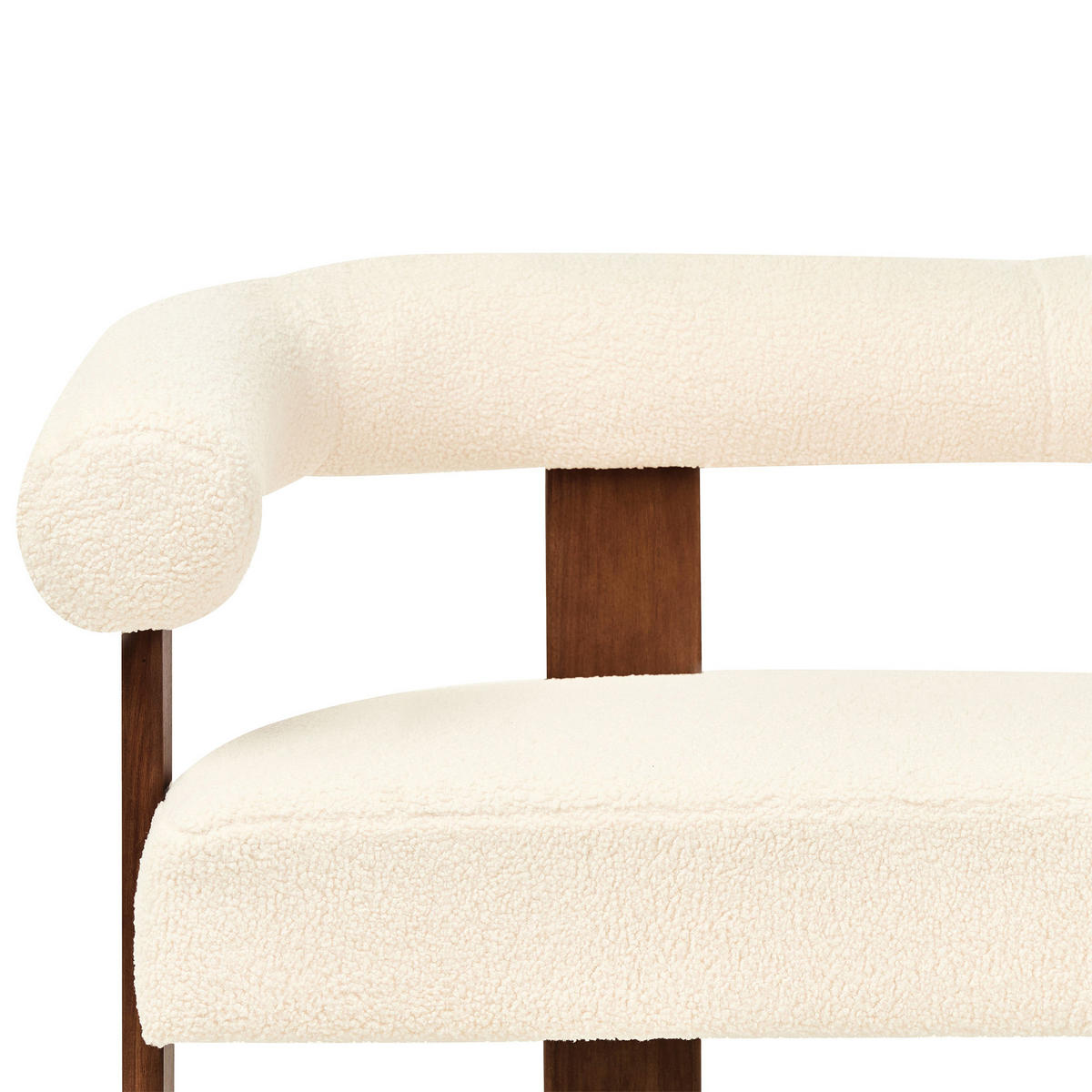 2-SITZER-SOFA Bouclé Cremeweiß/Dunkelbraun Ilbro - Creme, Textil (138/76/68cm) - Beliani