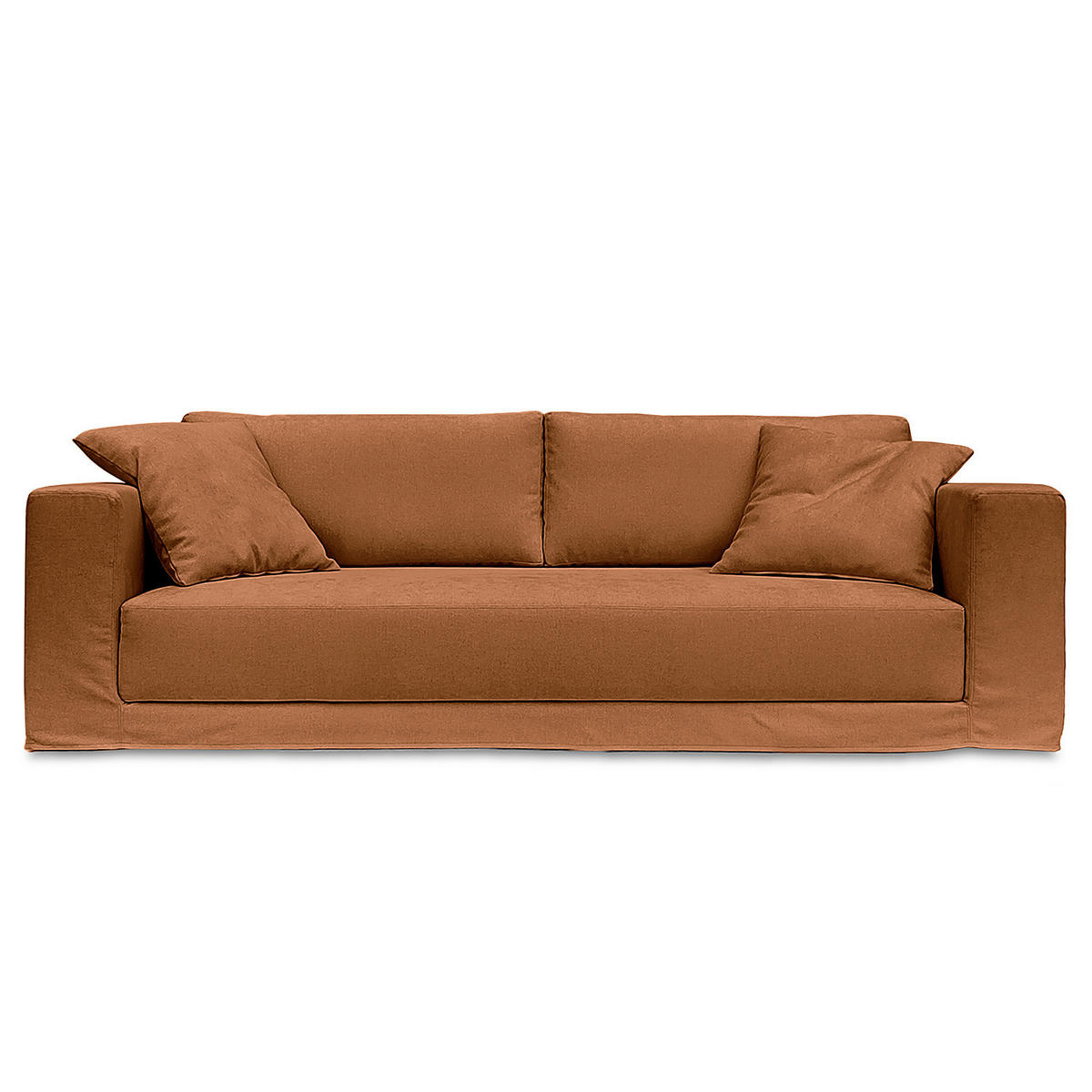 3-SITZER SOFA mit Wechselbezug - Webstoff - Kupferfarben, Textil (245/63/122cm) - home24