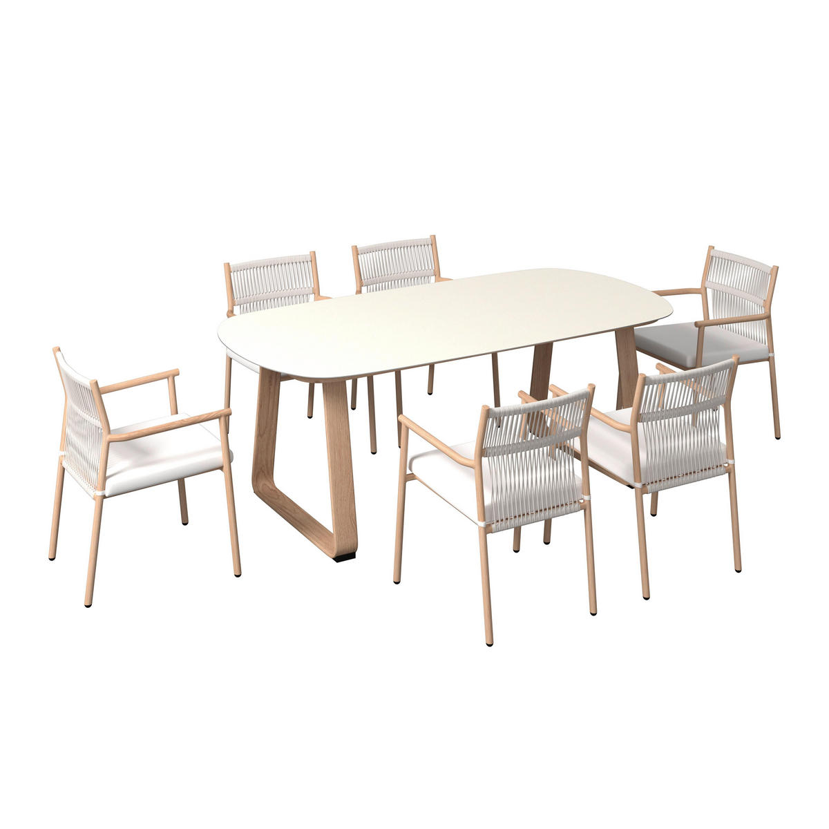 GARTENTISCHGRUPPE Enzi Naturfarben/Beige 7-teilig - Beige, Metall (1/1/1cm) - Mömax