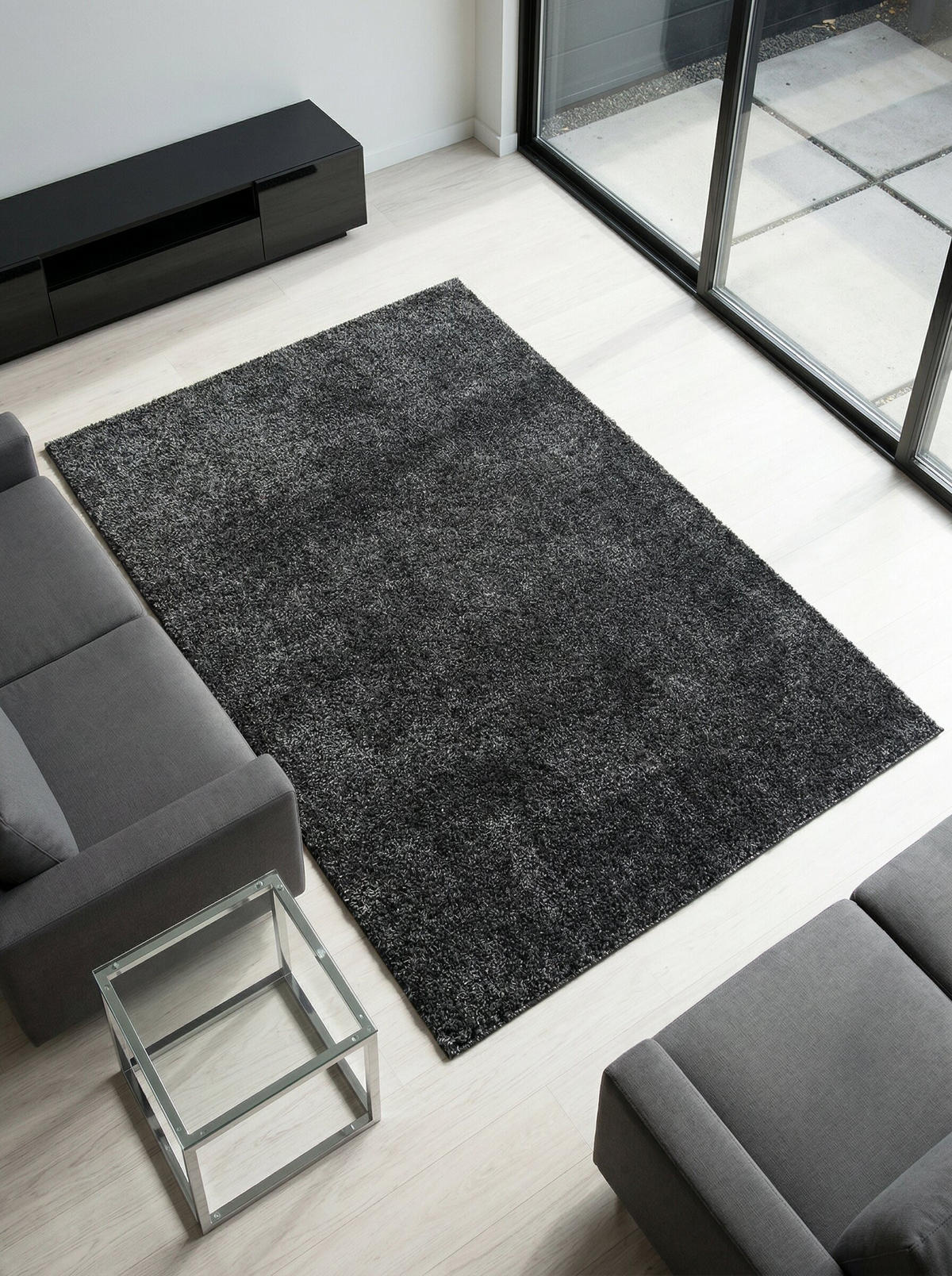 TEPPICH Kurzflor Uni Polypropylen Wohnzimmer Anthrazit Rechteckig 140x200 - Anthrazit, Textil (140/200cm) - KADIMA DESIGN
