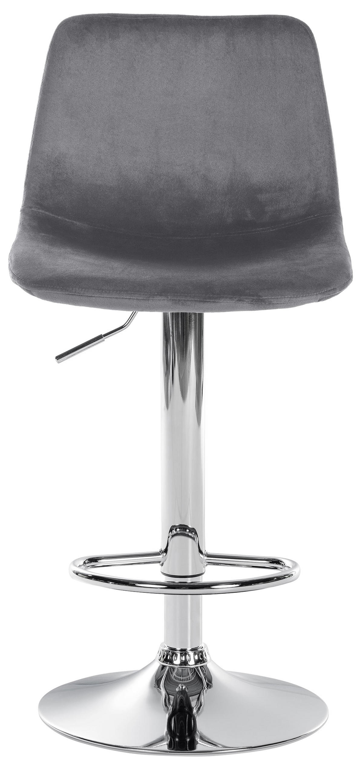 BARHOCKER Samt dunkelgrau - Chromfarben/Dunkelgrau, Textil/Metall (44/88/43cm) - CLP
