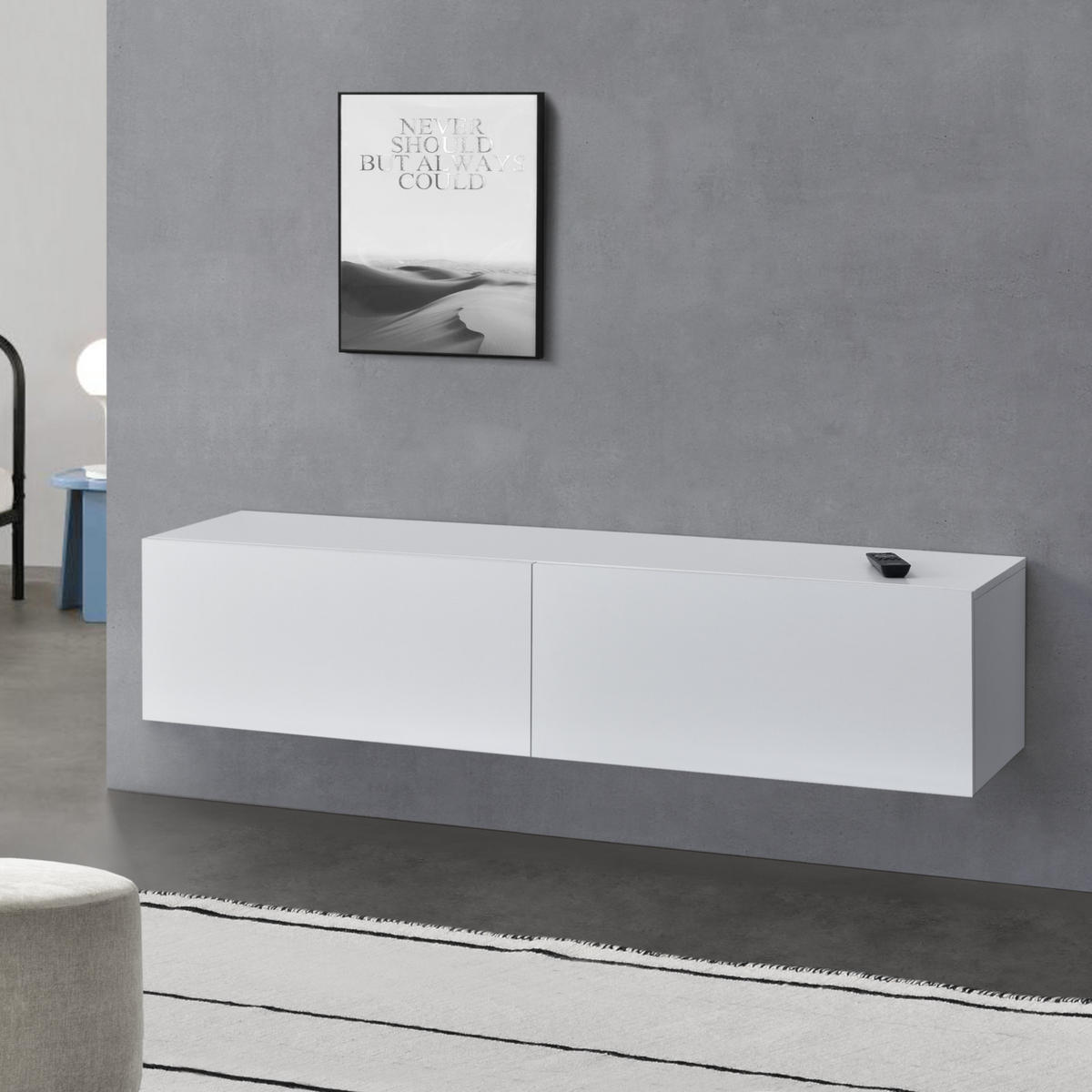HÄNGELOWBOARD Evaton - Weiß, Holzwerkstoff (140/30/33cm) - [en.casa]