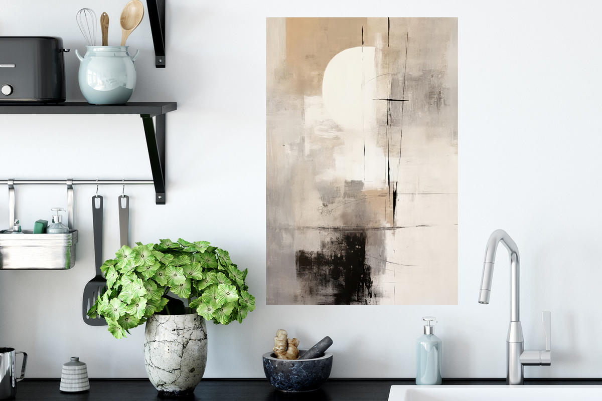 WANDTATTOO Abstrakt - Kunst - Grau 40x60 cm - Hellgrau, Kunststoff (40/60/0.1cm) - MuchoWow