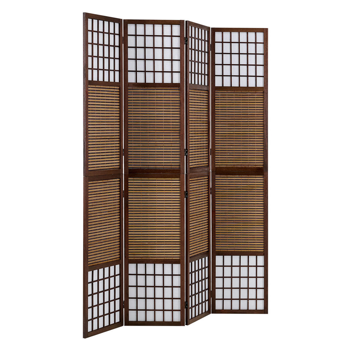 PARAVENT 4-tlg. 160/200 cm Braun Bambusstreben - Braun, Holz (160/200/2cm) - Homestyle4u