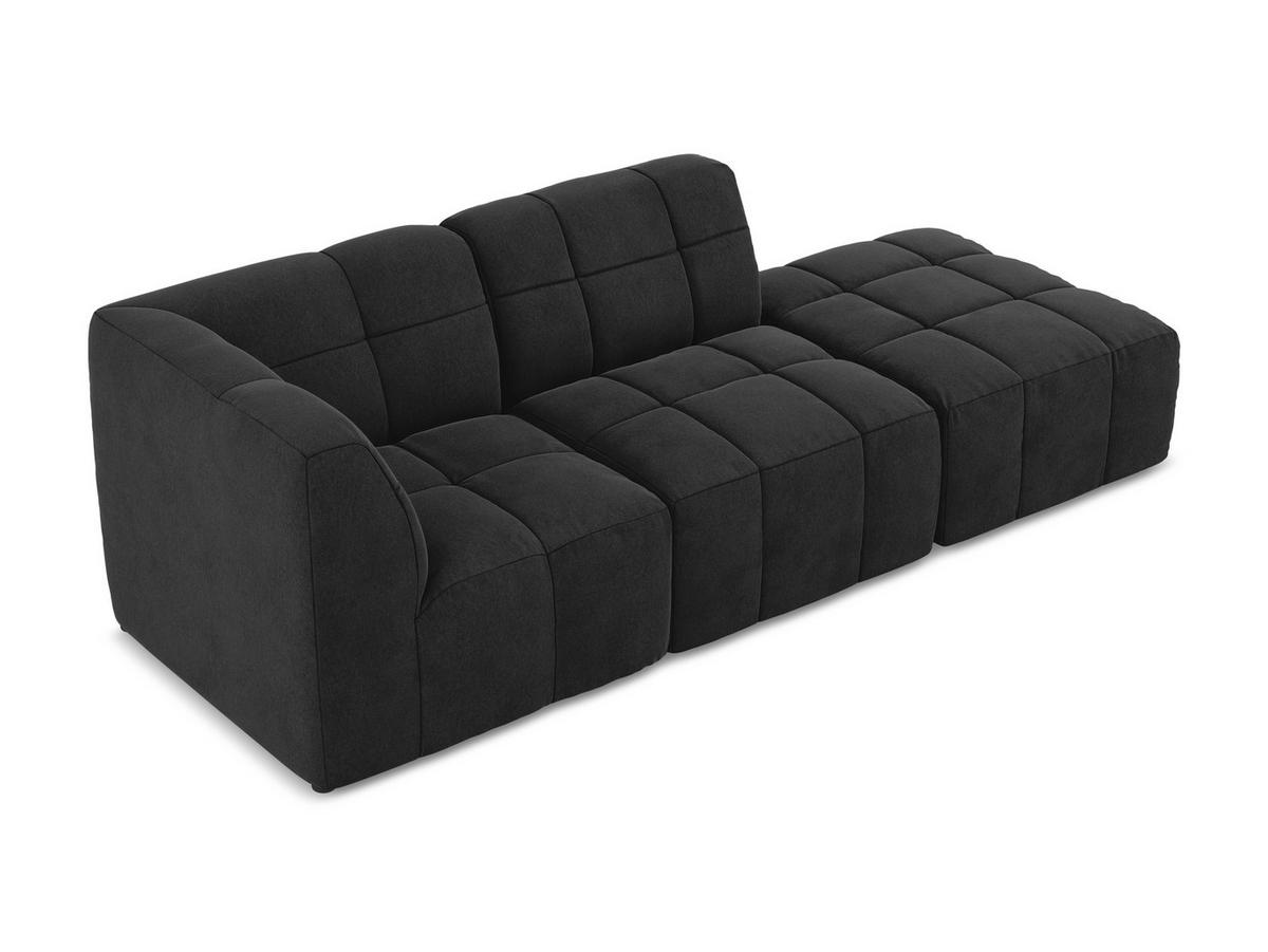 ECKSOFA Rechts Samt Stoff Schwarz - Schwarz, Holzwerkstoff/Kunststoff (240/90cm) - Makamii