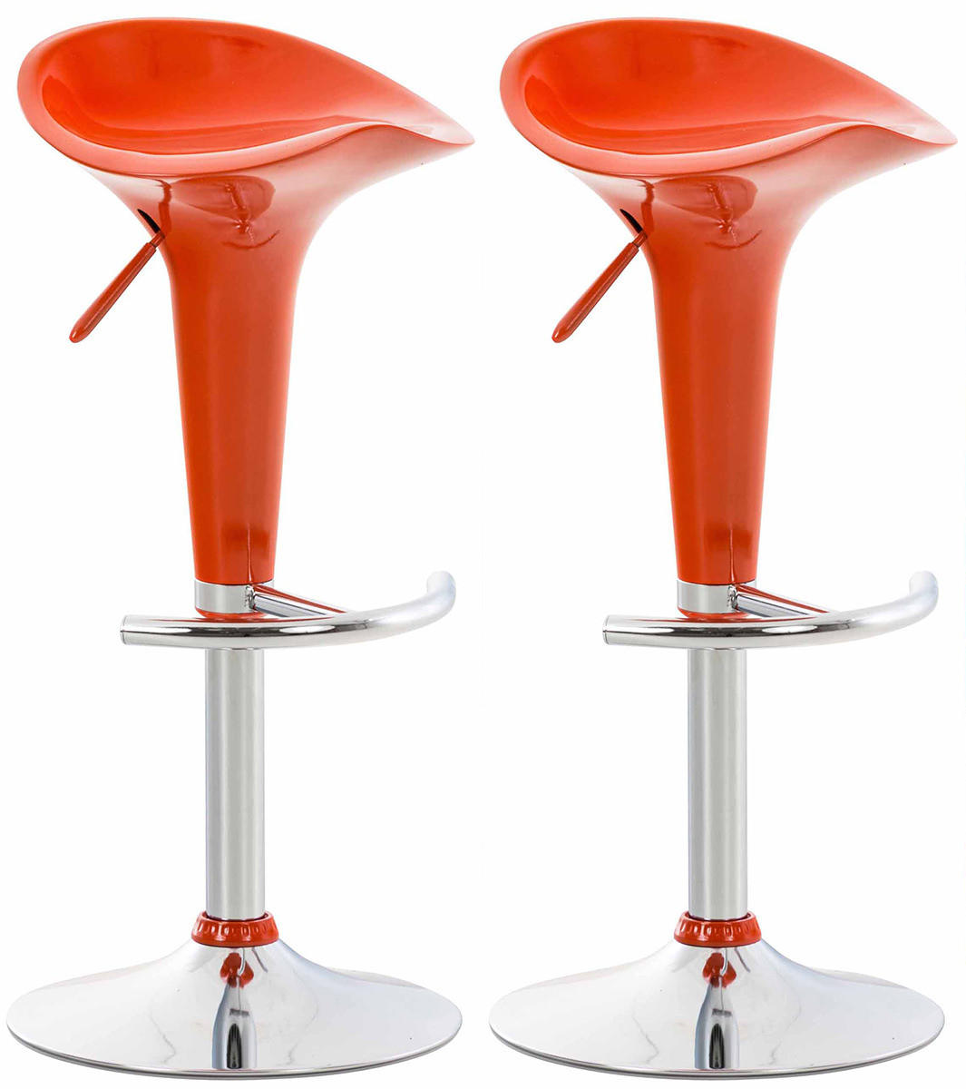 BARHOCKER 2er Set Kunststoff orange - Chromfarben/Orange, Kunststoff/Metall (37/87/37cm) - CLP
