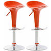 BARHOCKER 2er Set Kunststoff orange - Chromfarben/Orange, Kunststoff/Metall (37/87/37cm) - CLP