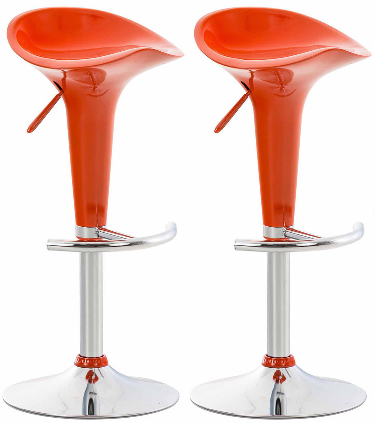 BARHOCKER 2er Set Kunststoff orange - Chromfarben/Orange, Kunststoff/Metall (37/87/37cm) - CLP