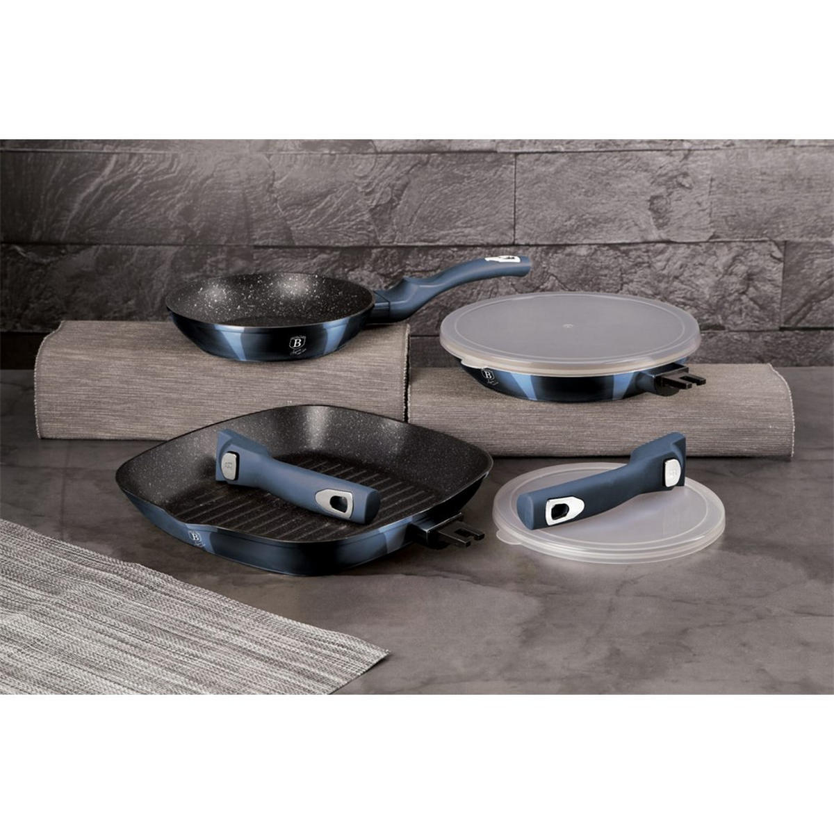 PFANNENSET Grün 50/30/20 cm BH7049 - Grün, Metall - Berlinger Haus