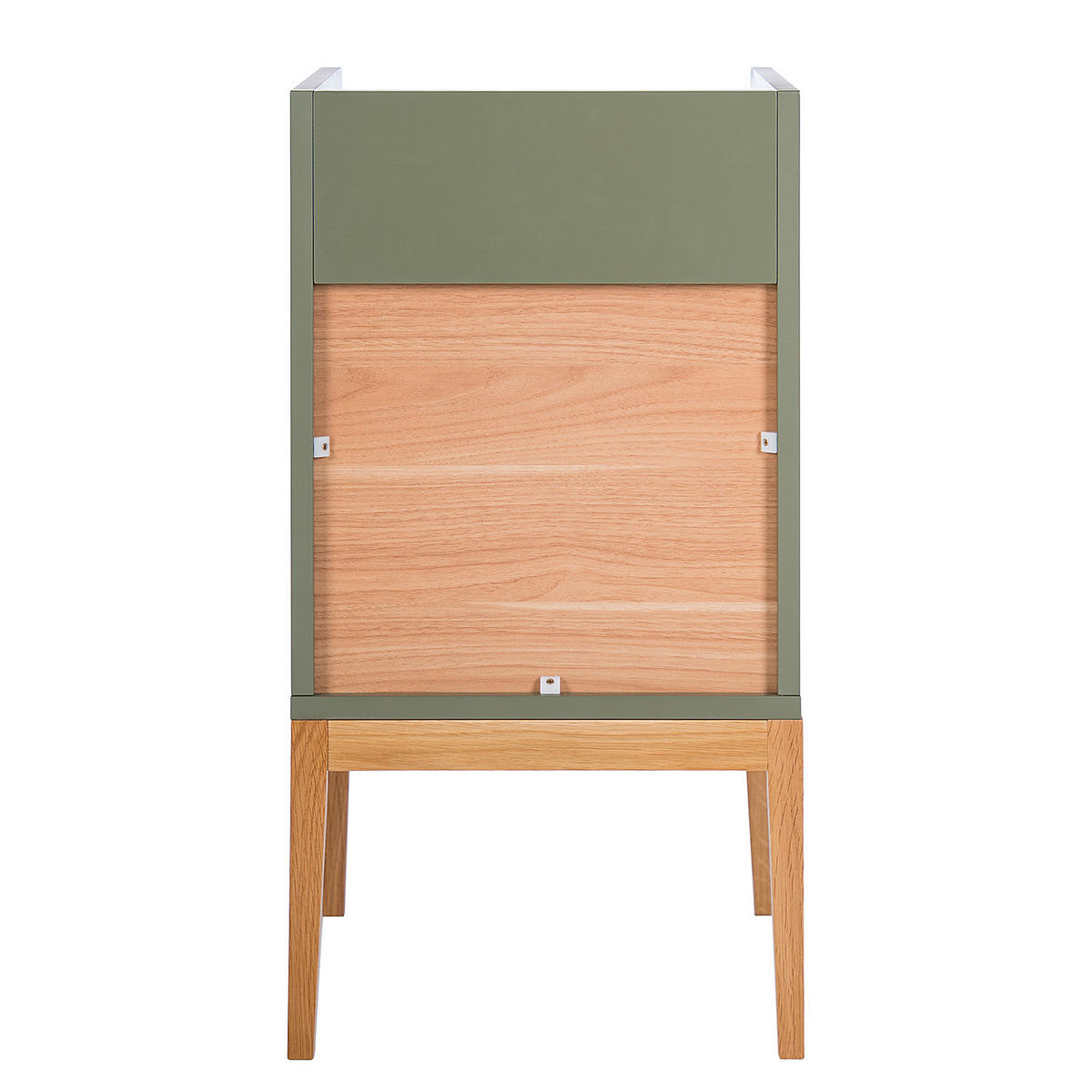 NACHTKOMMODE - Massivholz / MDF - Eichefarben/Grün, Holz/Holzwerkstoff (40/75/40cm) - home24