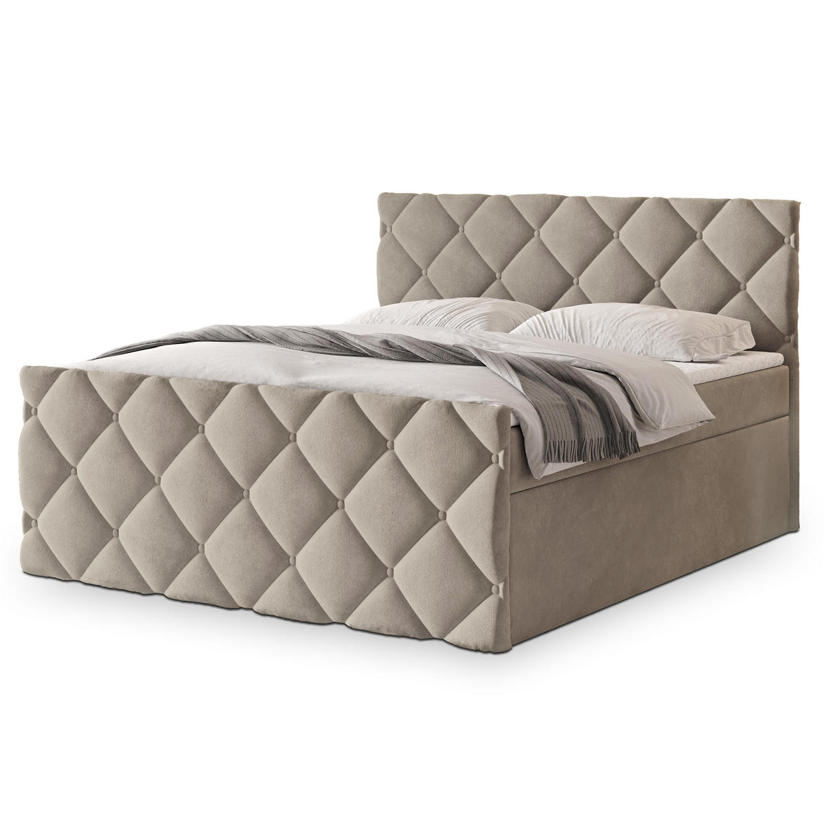 POSTEL BOXSPRING ROVARI 160x200 cm, s matrací a úložným prostorem, béžová - béžová, kompozitní dřevo/textil (160/200cm) - MASSENO