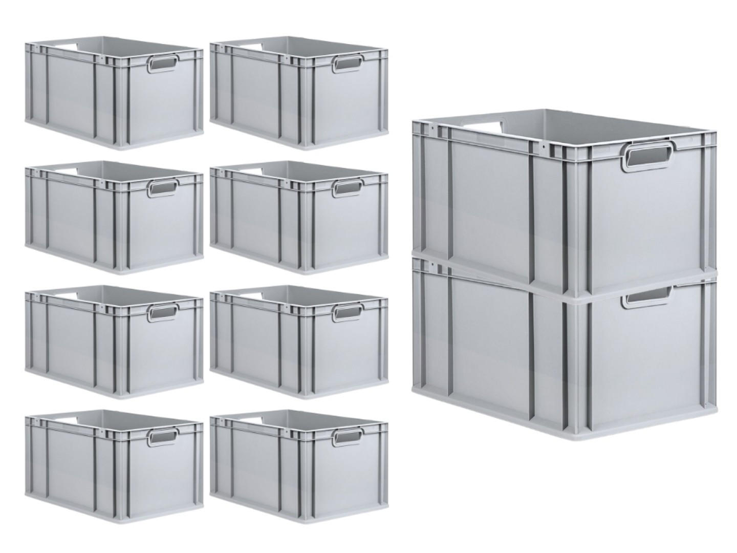 EUROBOX Nextgen Economy Griffe Offen 32x40x60cm 65 Liter - Grau, Kunststoff (40/32/60cm) - PROREGAL