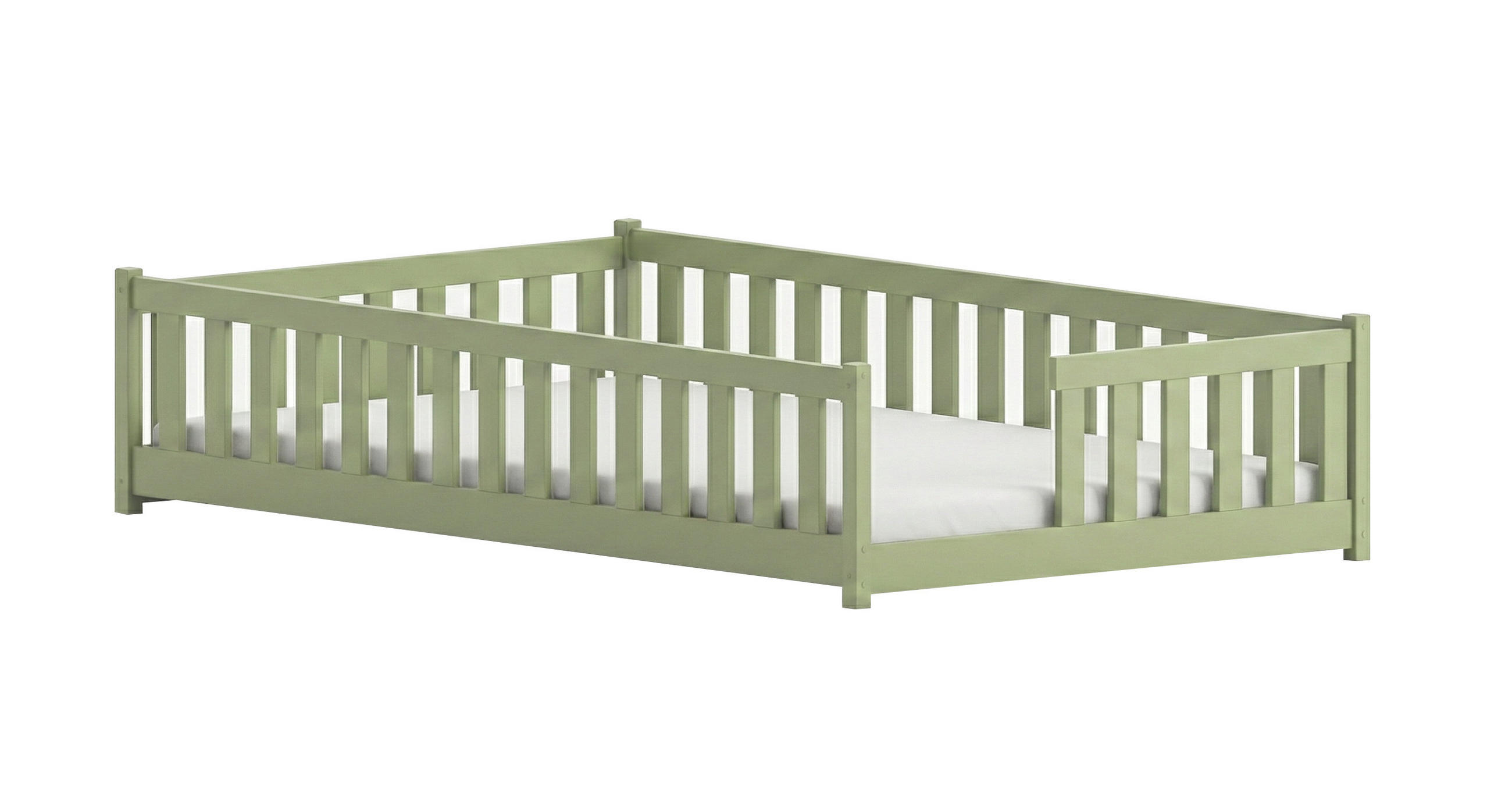 BODENBETT 120x200 cm in Olivgrün - Olivgrün, Holz (120/200cm) - Kids Collective