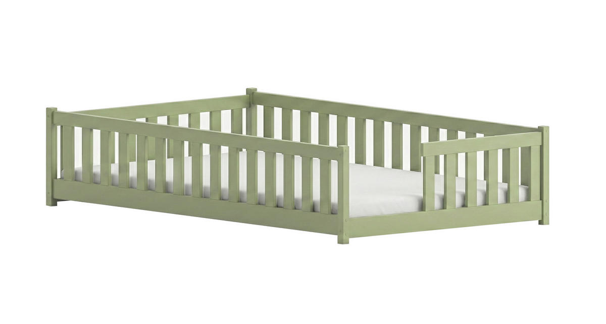 BODENBETT 120x200 cm in Olivgrün - Olivgrün, Holz (120/200cm) - Kids Collective