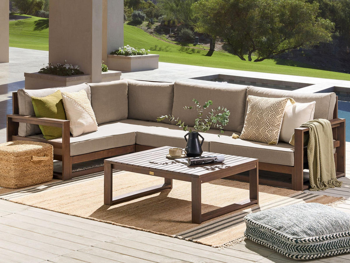LOUNGE SET 4-Sitzer zertifiziertes Holz dunkelbraun linksseitig modular Timor II - Dunkelbraun, Holz - Beliani