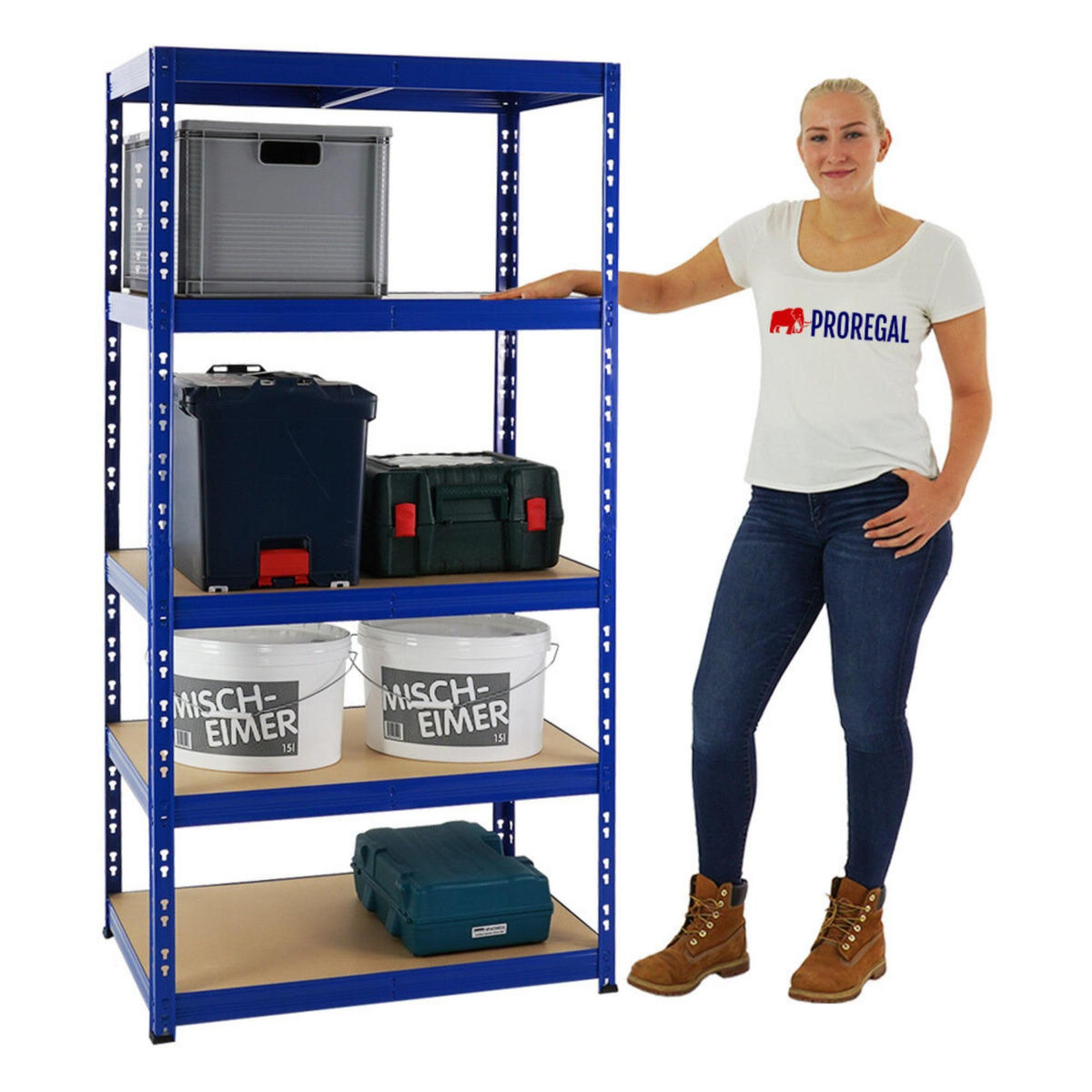 SCHWERLASTREGAL Tiger 2er-Set mit 2x 180x90x60 cm Fachlast 265 kg Blau - Blau, Metall (180/180/60cm) - PROREGAL