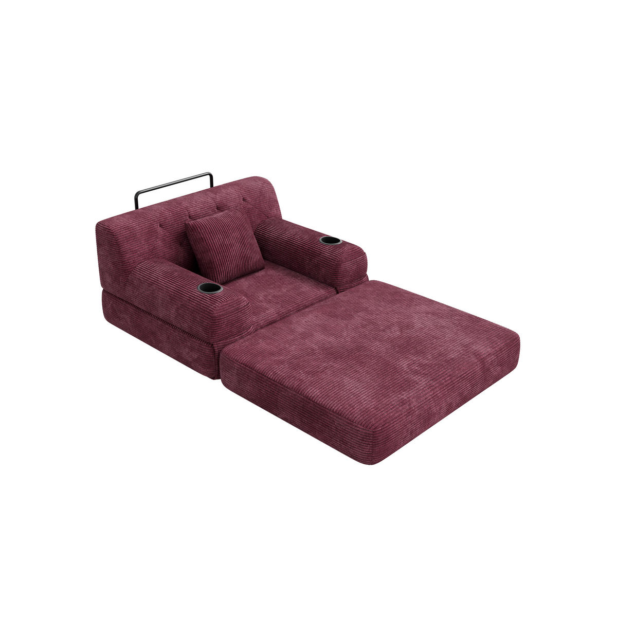 SCHLAFSESSEL Cord komprimiert, DE-42543, Weinrot - Weinrot, Metall (107/81/80cm) - ComfortXL