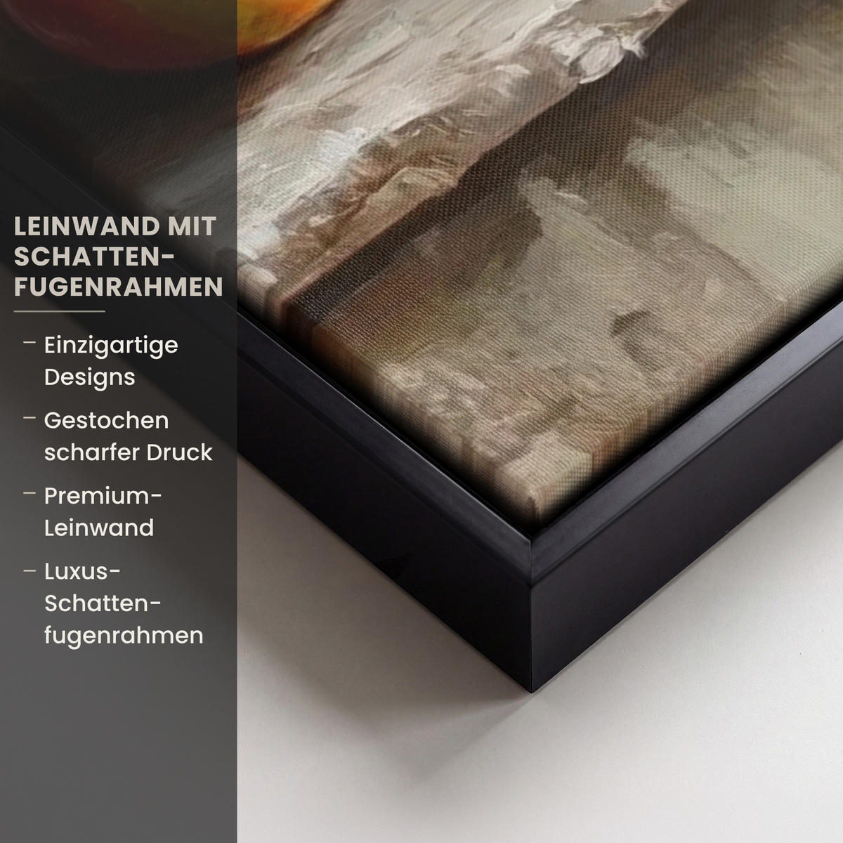 LEINWAND Bilder mit Rahmen - Obst - Kräuter - Ländlich - 50x50 - Naturfarben, Textil (50/50cm) - MuchoWow