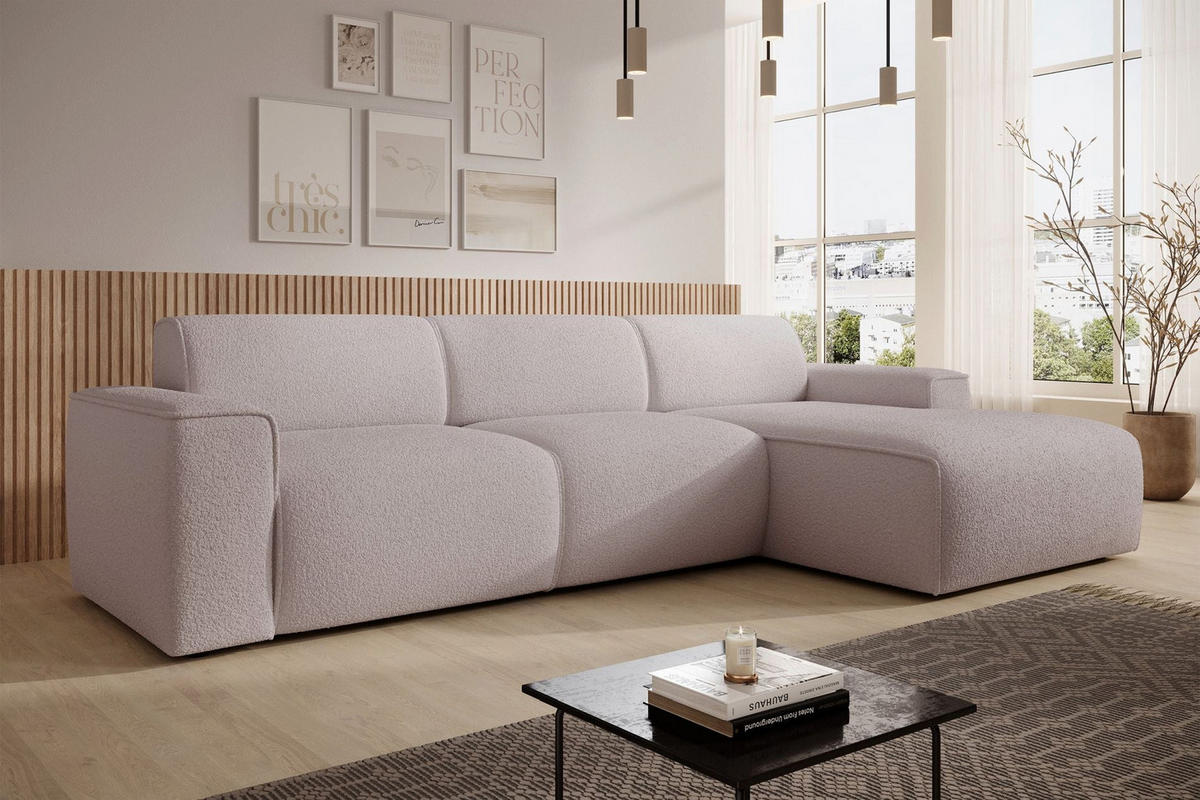 ECKSOFA Bouvi Beige rechts - Beige/Schwarz, Kunststoff/Textil (165/310cm) - Selsey