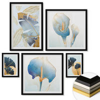 WANDBILDER 5er-Set - 50x50 cm & 20x30 cm & 40x60 cm Schwarzer Rahmen - Zitronenweinporträt Kahlo - Schwarz, Kunststoff (40/60cm) - ArtPrintCave