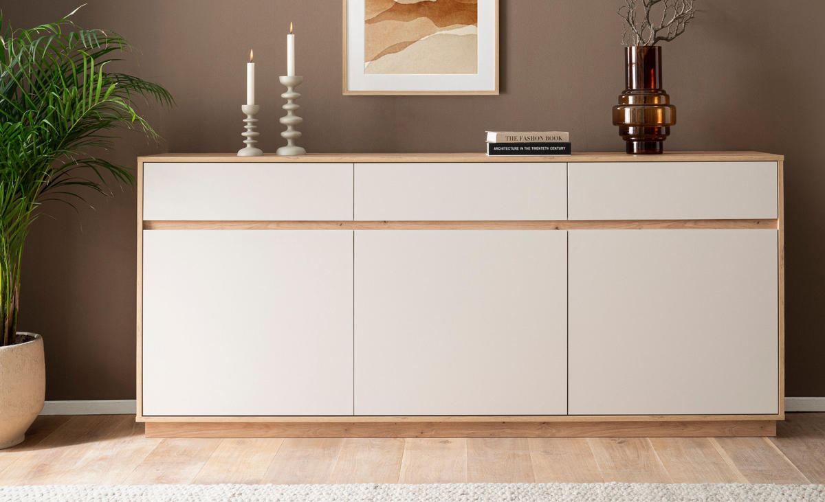 SIDEBOARD Kaschmir, Artisan Eiche 202 cm, Kommode mit Soft-Close - Kaschmir/Eiche Artisan, Holzwerkstoff/Metall (202/89/40cm) - Furn.Design
