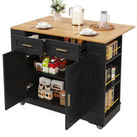 KÜCHENINSEL KLAPPBARER ESSTISCH mit Stauraum, MDF-Metall, Schwarz-Holzoptik, Skandinavisches Design, 120/65/90 cm - Schwarz, Kunststoff (46/18.49/88.01cm) - Rolipo