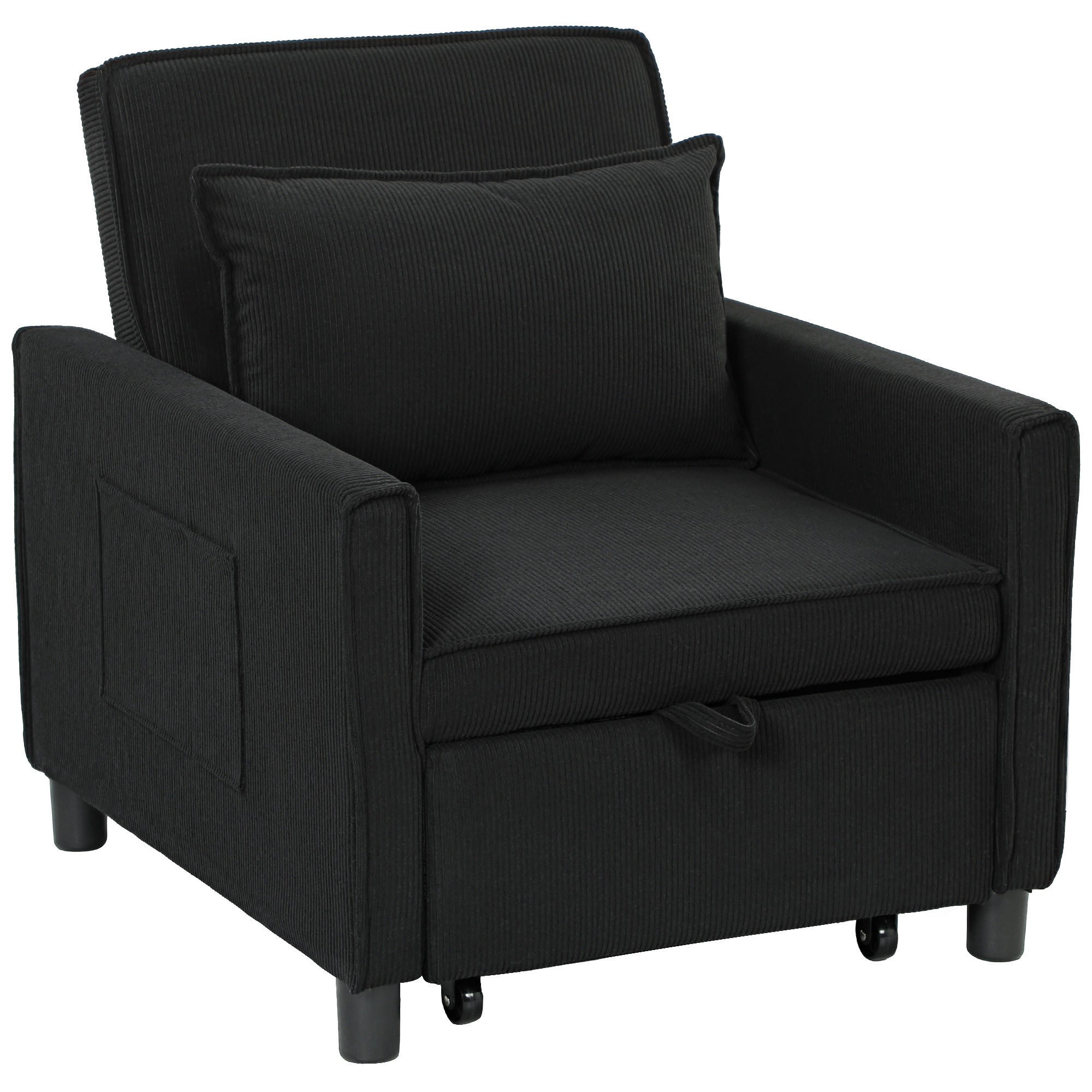 SCHLAFSESSEL, 3-in-1 , Schwarz - Schwarz, Kunststoff (84/81/74cm) - HOMCOM