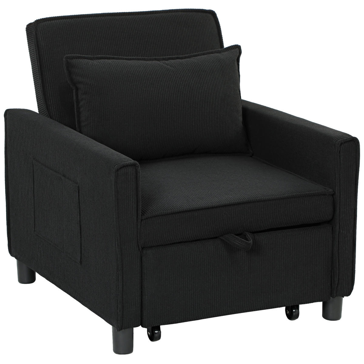 SCHLAFSESSEL, 3-in-1 , Schwarz - Schwarz, Kunststoff (84/81/74cm) - HOMCOM