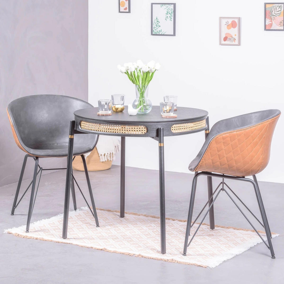 ESSTISCH Rund Schwarz 81/81/76 cm - Schwarz, Naturmaterialien (81/81/76cm) - Nest Dream