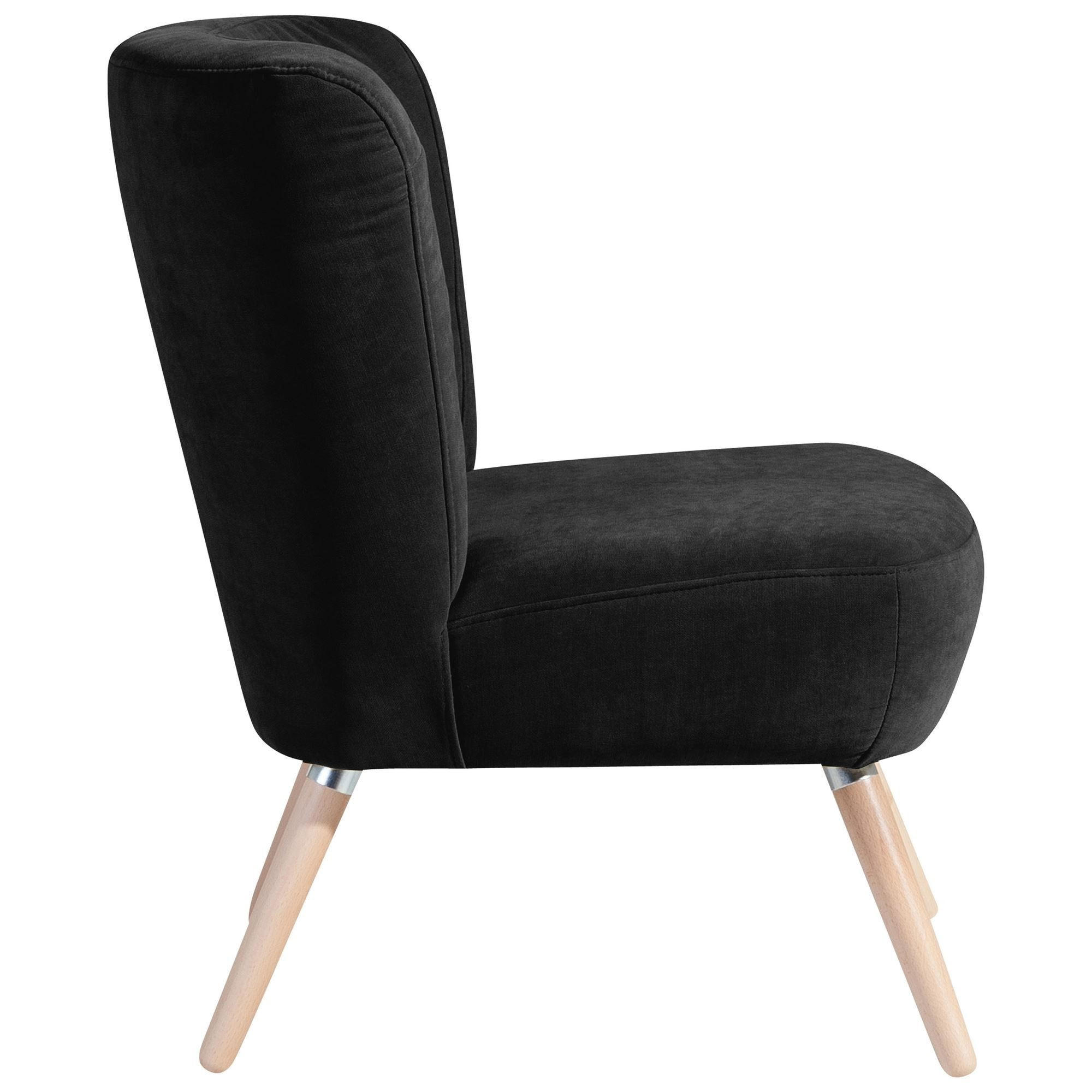 SESSEL Kassi Bezug Veloursstoff Buche natur / schwarz - Schwarz, Kunststoff (69/80/68cm) - 58aufmkessel
