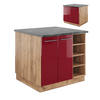 KÜCHENINSEL Fame-Line Bordeaux Hochglanz/Goldkraft Eiche 90 cm ohne AP - Honigeiche/Bordeaux, Holzwerkstoff (90/82/82cm) - Vicco