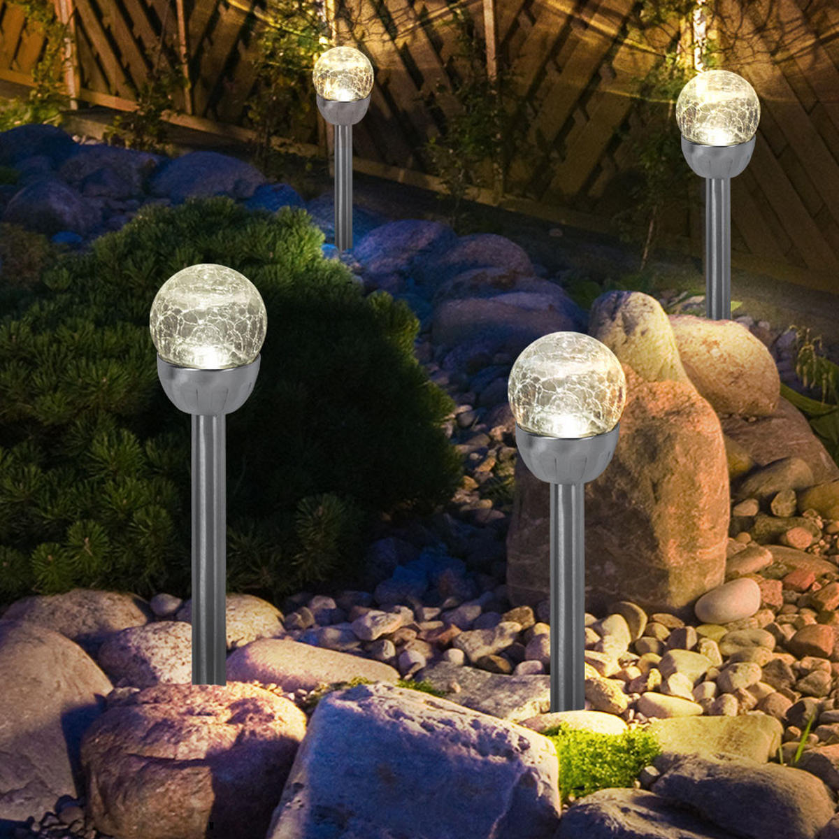 LED AUSSENLEUCHTE Edelstahl Silber 3er Set - Silberfarben, Metall (6/6/24.5cm)