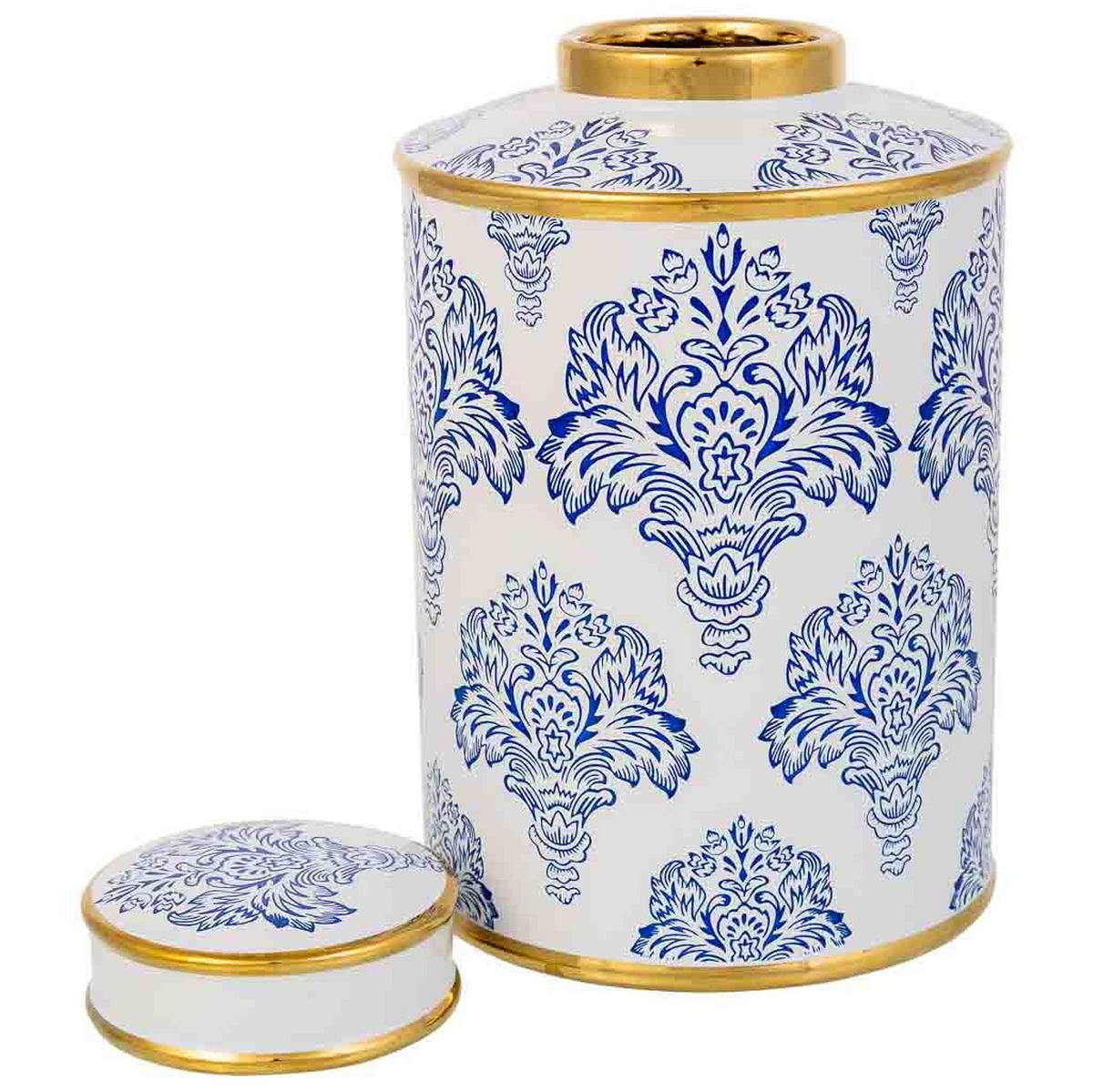 VASE aus Keramik, weiß, 17x27cm - Blau, Keramik (27cm) - Wanderlust