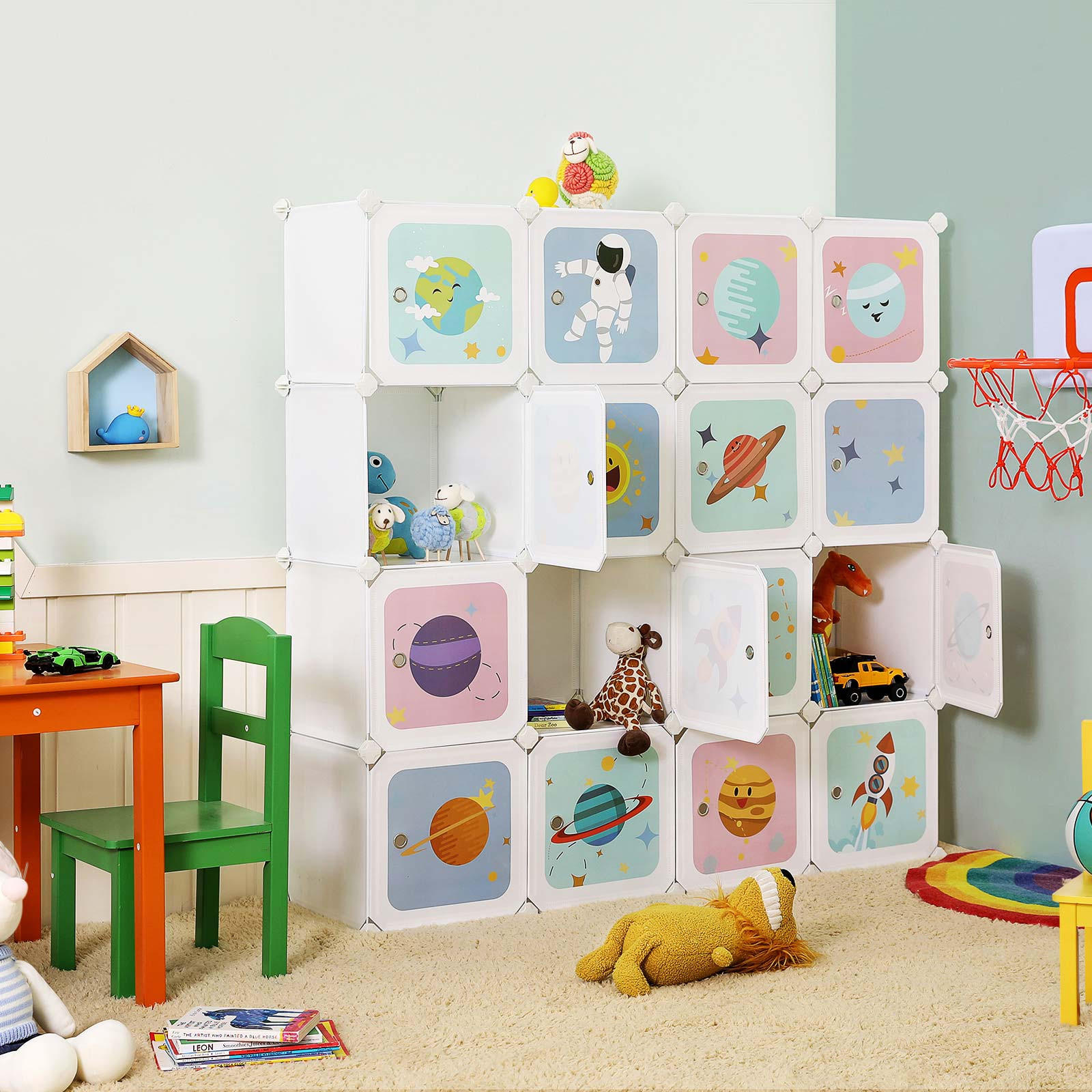 AUFBEWAHRUNGSSCHRANK FÜR KINDER - Weiß, Textil (31/123/123cm) - Hansiro