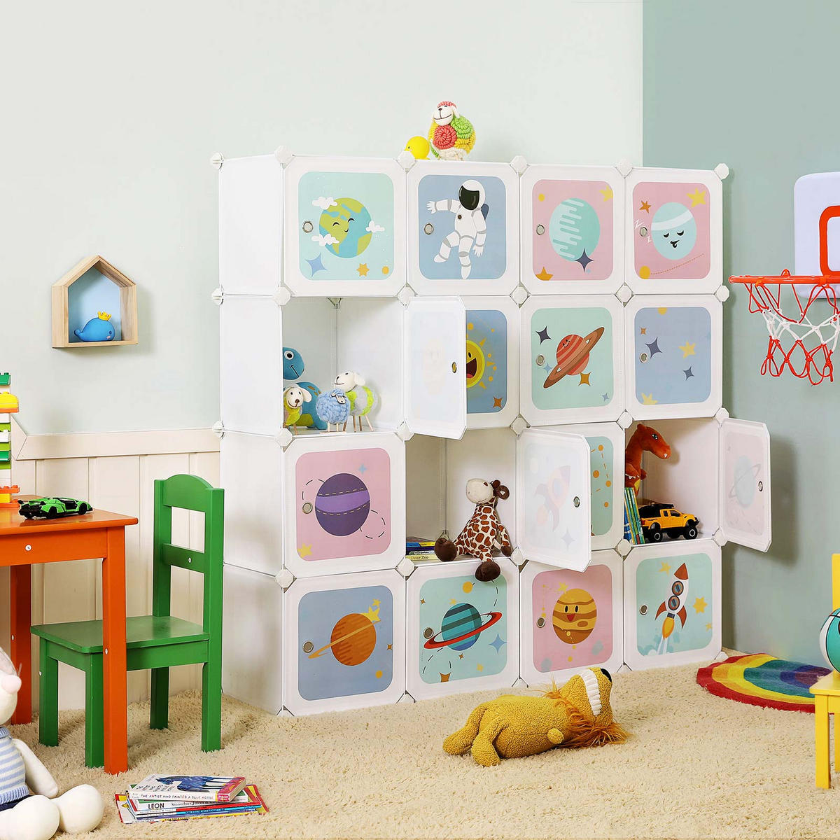 AUFBEWAHRUNGSSCHRANK FÜR KINDER - Weiß, Textil (31/123/123cm) - Hansiro