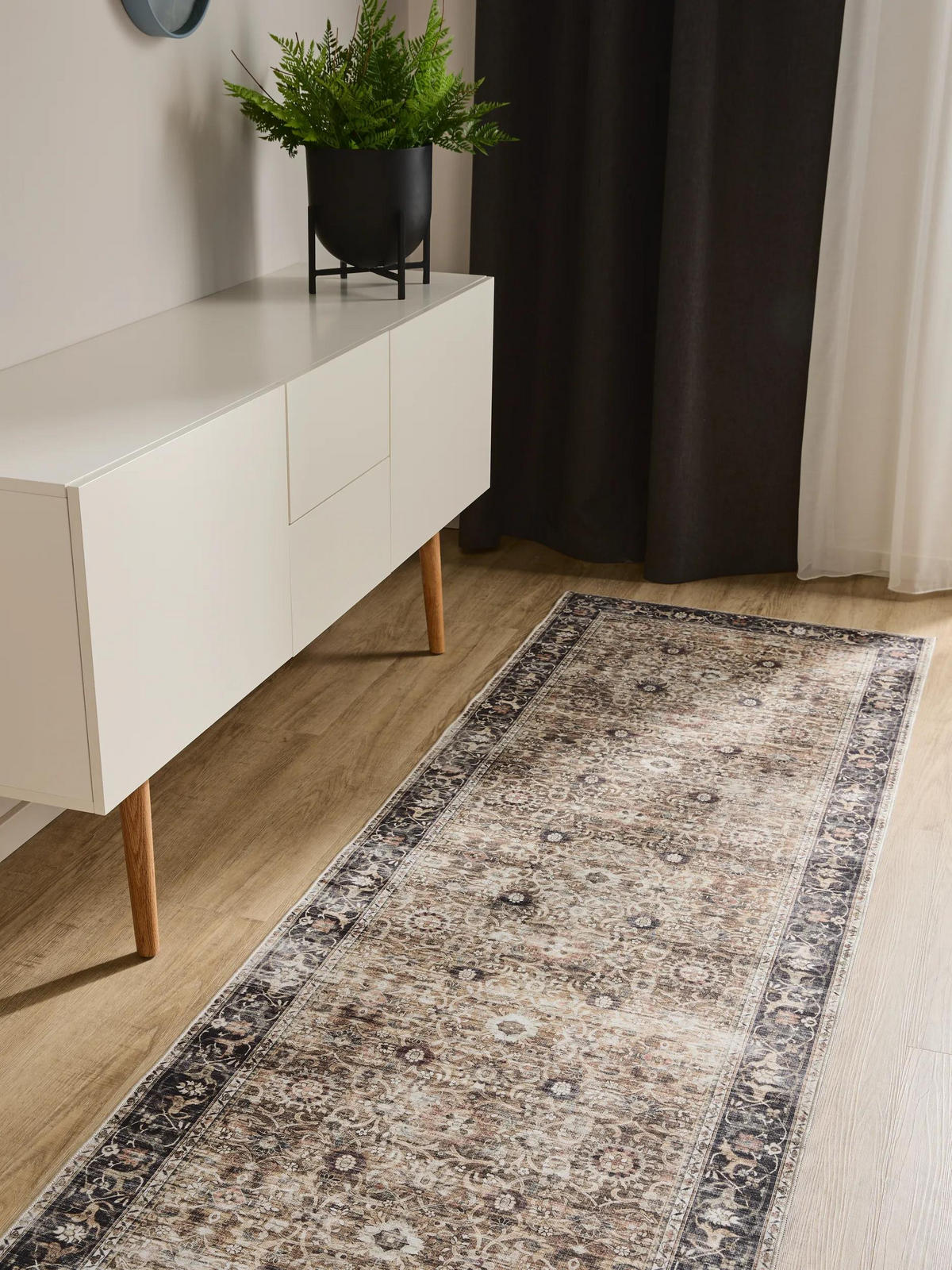 VINTAGE-LÄUFER George waschbar 80x240 cm - Taupe/Anthrazit, Kunststoff (80/240cm) - benuta