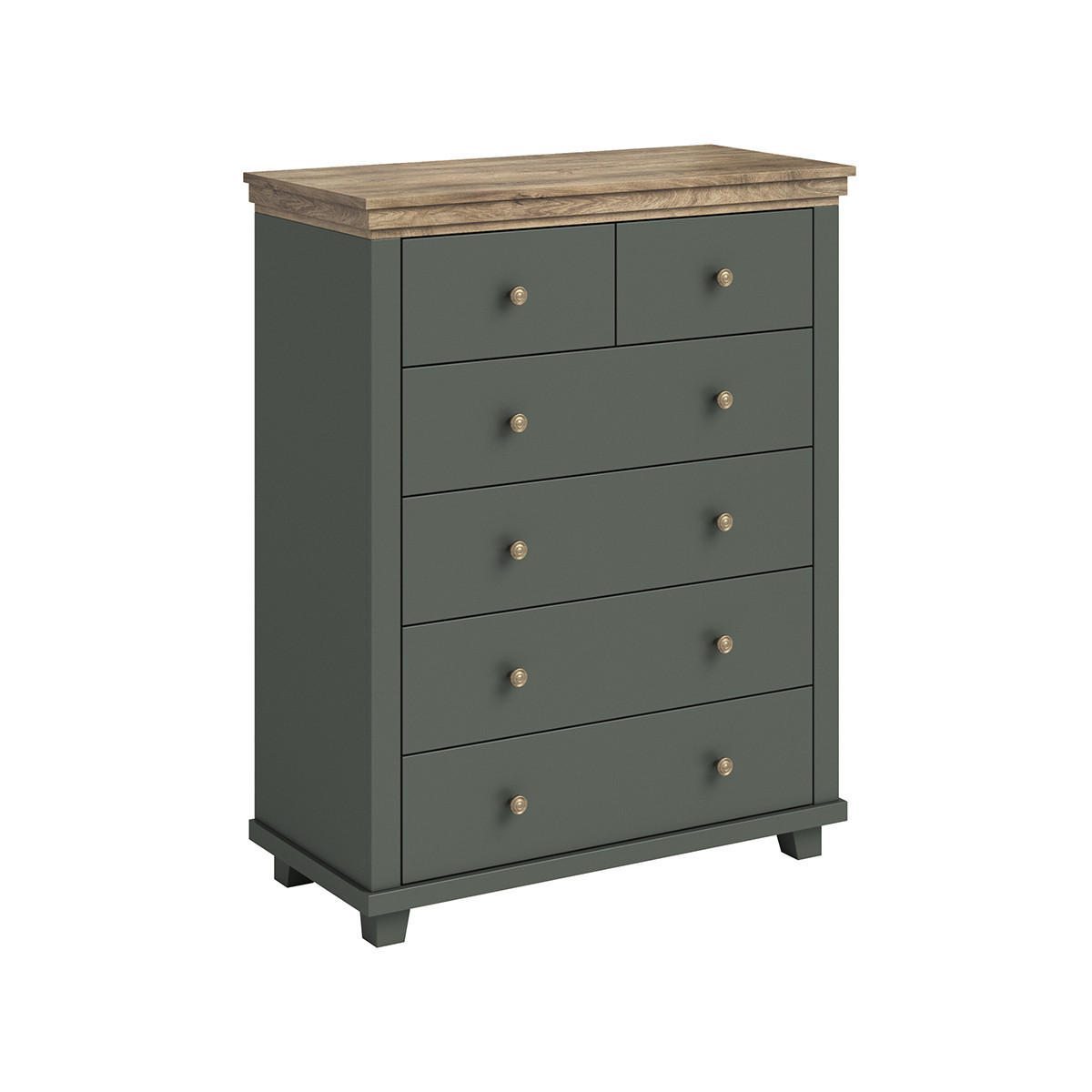 KOMMODE Martin Grün und Holz - Grün, Holzwerkstoff (90/112.5/42cm) - Petits-meubles