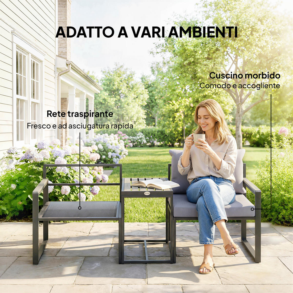 GARTEN-BEISTELLTISCHSET Grau 3 Stück - Grau, Naturmaterialien (64/63/63cm) - GiPP