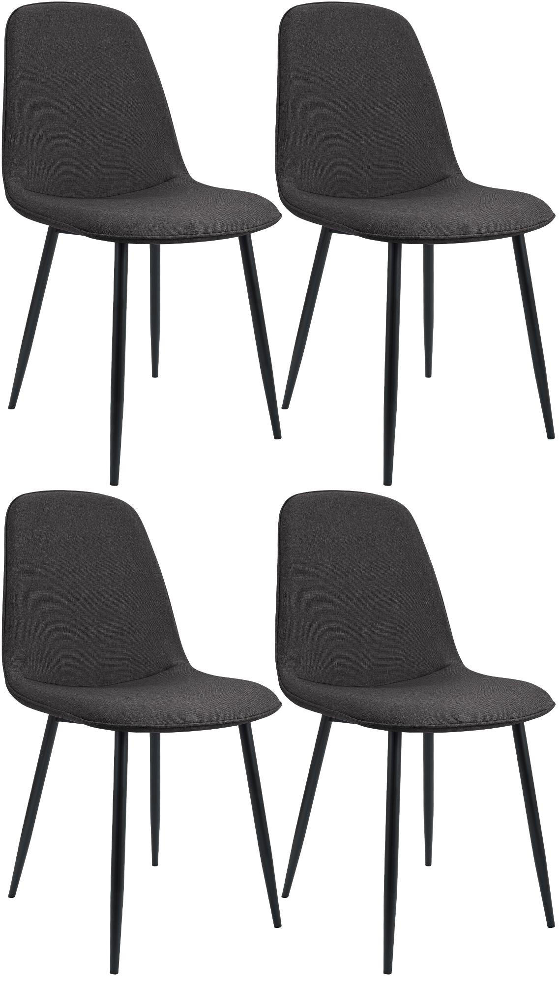 ESSZIMMERSTUHL 4er Set Stoff Dunkelgrau - Dunkelgrau/Schwarz, Textil/Metall (45/88/54cm) - CLP