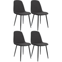 ESSZIMMERSTUHL 4er Set Stoff Dunkelgrau - Dunkelgrau/Schwarz, Textil/Metall (45/88/54cm) - CLP