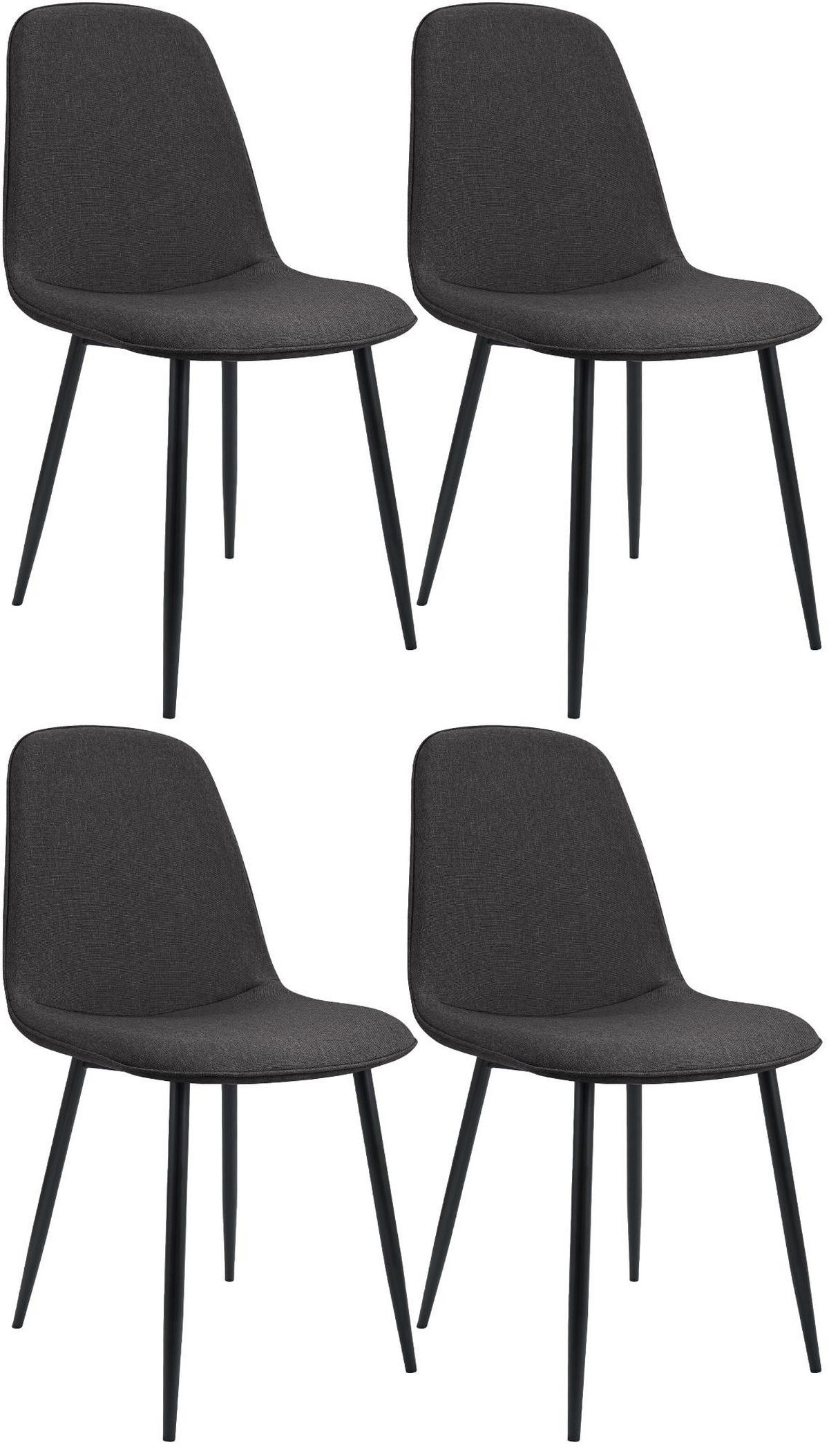 ESSZIMMERSTUHL 4er Set Stoff Dunkelgrau - Dunkelgrau/Schwarz, Textil/Metall (45/88/54cm) - CLP