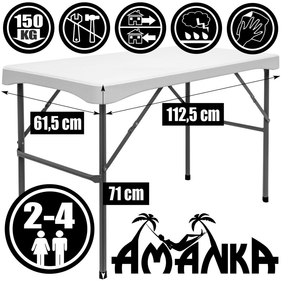 BIERZELTGARNITUR für 4 Personen, 112/61cm, Weiß - Weiß, Kunststoff - Amanka